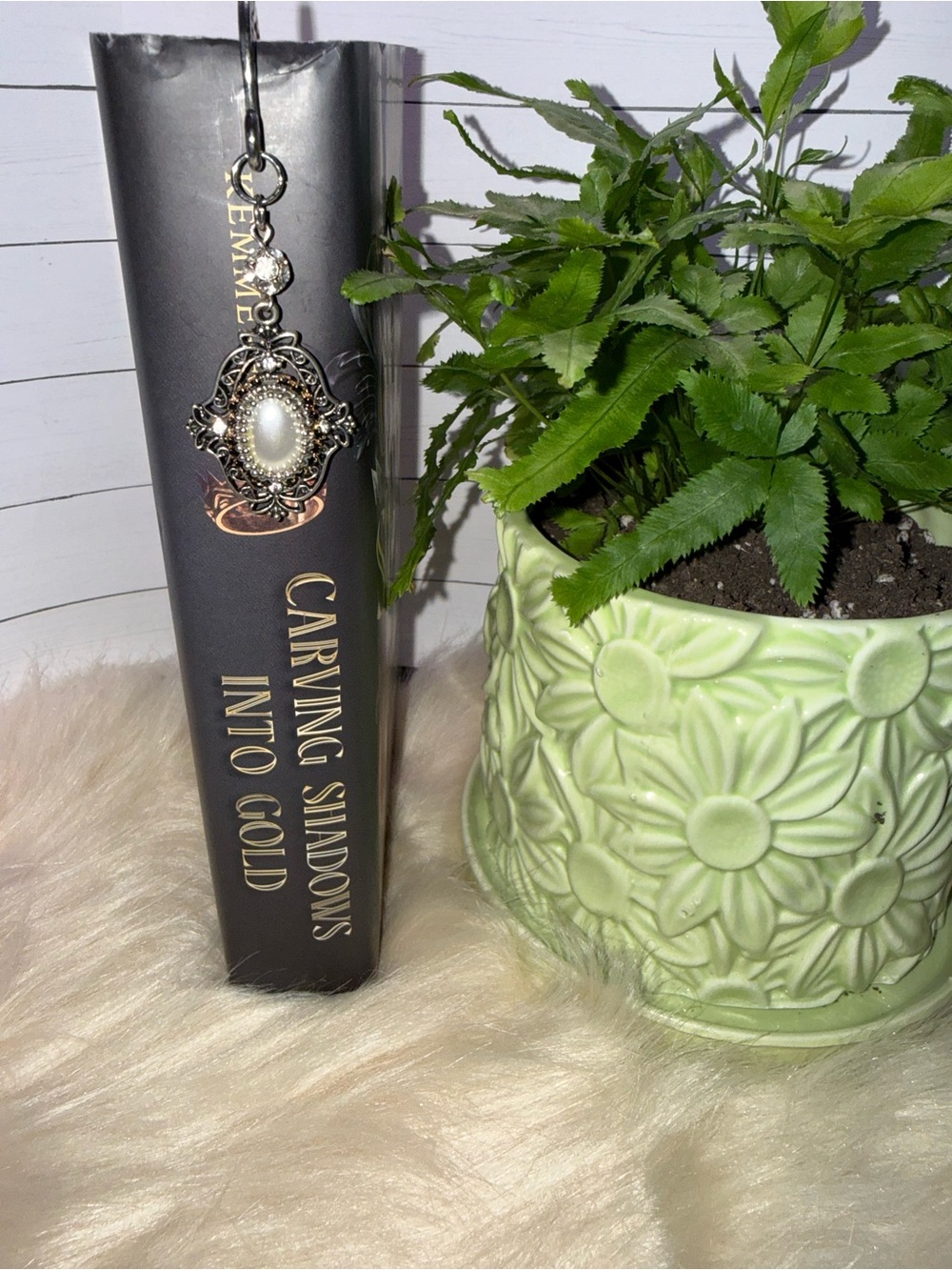 Vintage-Style Silver Bookmark with Pearl Accent